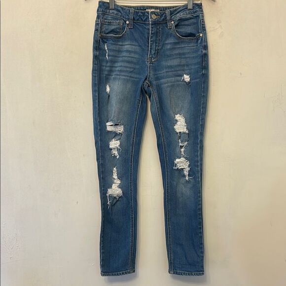 Altar'd State Blue Skinny Jeans Distressed Style Size 27 EUC - Picture 1 of 8